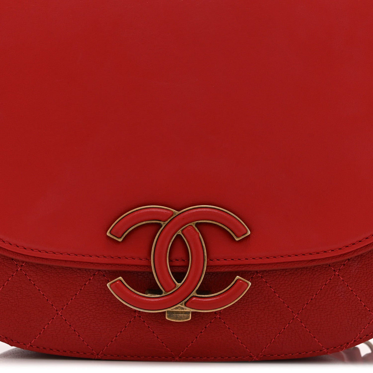Small Quilted Goatskin Flap Shoulder Bag - Red