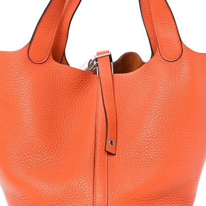 Taurillon Clemence Picotin Lock Mm Orang Handbag