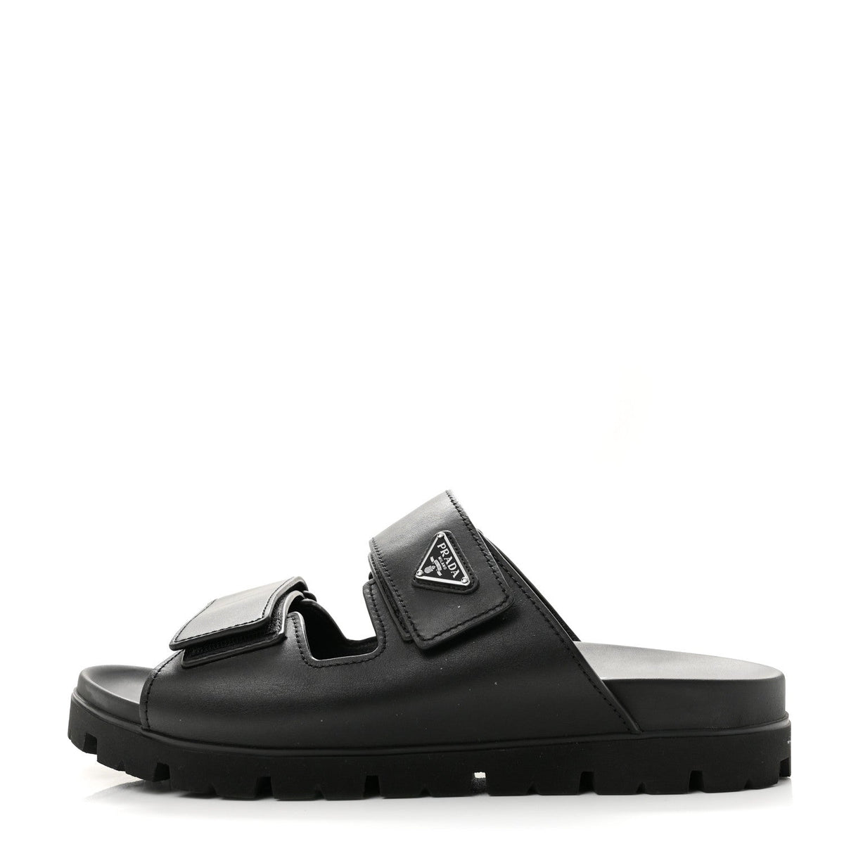 Vitello Sport Triangle Logo Strap Sandals Black