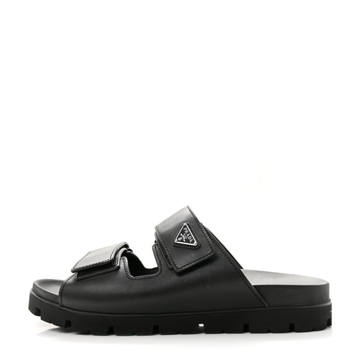 Vitello Sport Triangle Logo Strap Sandals Black