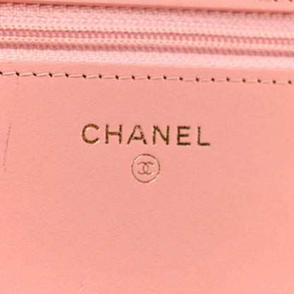 Quilted Caviar Wallet Bag - Pink