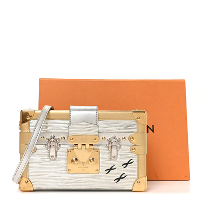 Metallic Epi Petite Malle Silver Handbag