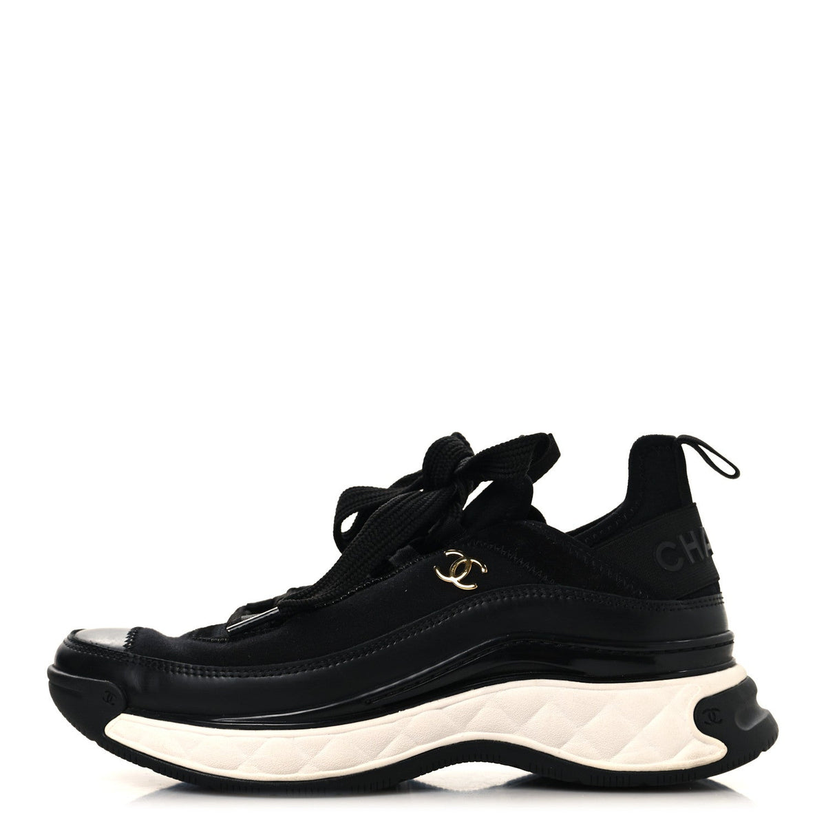 Velvet Calfskin Mixed Fibers CC Sneakers Black