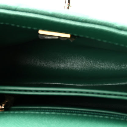 Mini Quilted Caviar Flap Shoulder Bag - Green