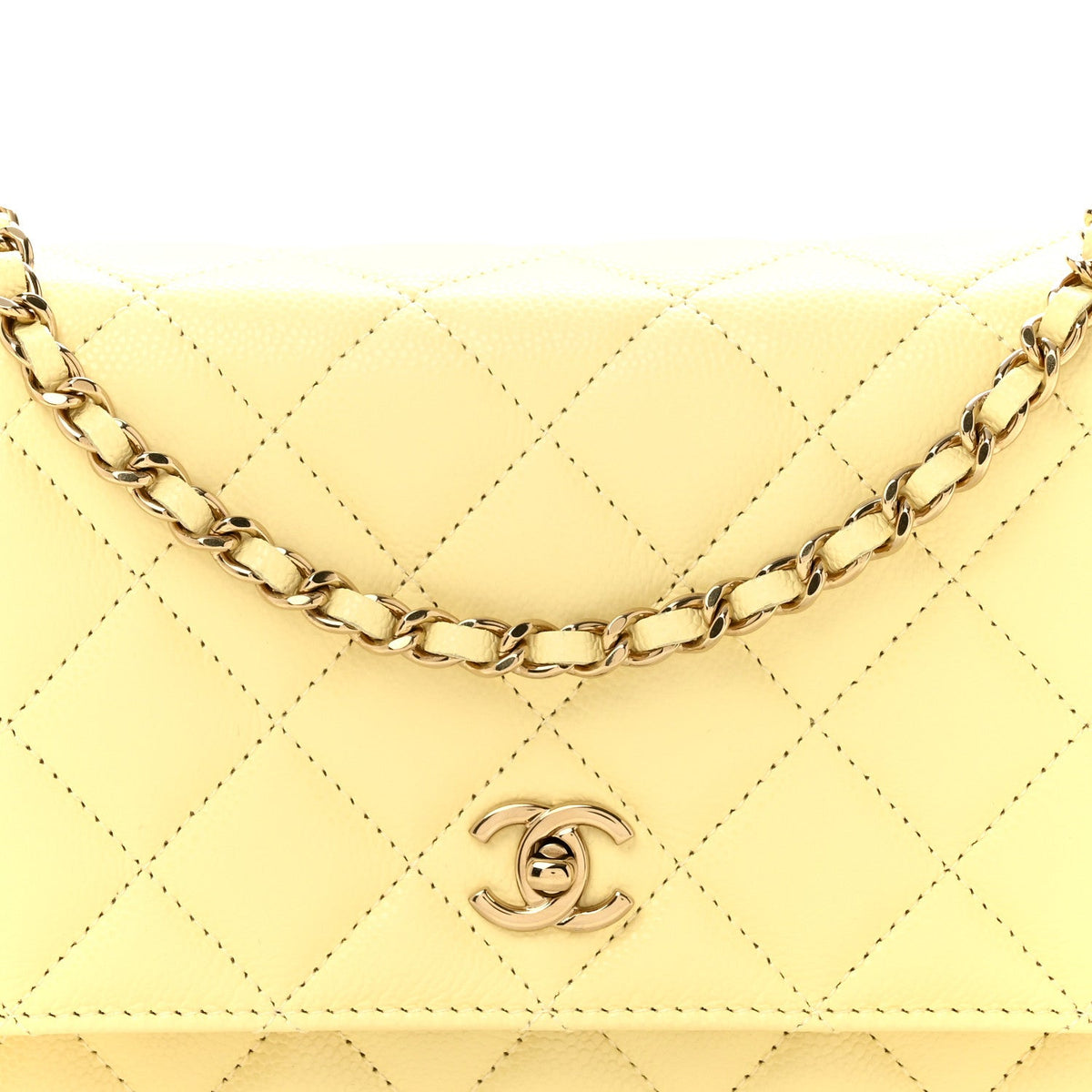 Quilted Caviar Wallet Bag - Yellow