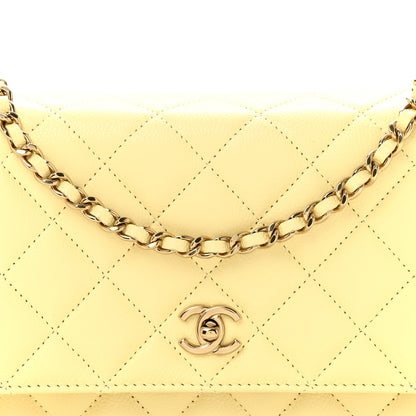 Quilted Caviar Wallet Bag - Yellow