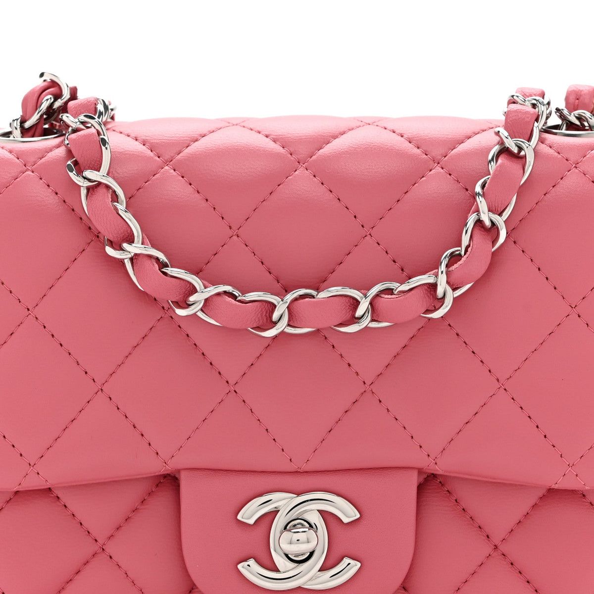 Mini Quilted Lambskin Flap Shoulder Bag - Pink
