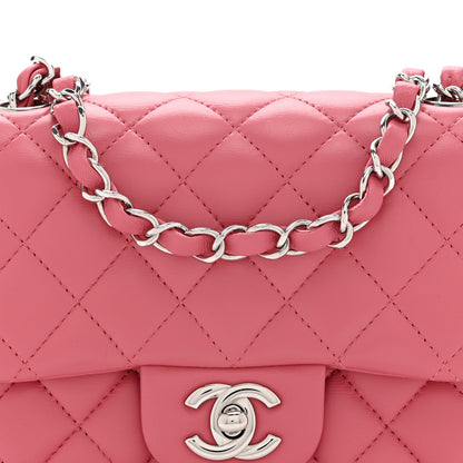 Mini Quilted Lambskin Flap Shoulder Bag - Pink
