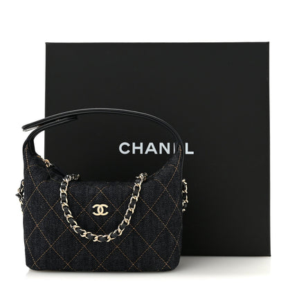 Quilted Hobo Bag - Blue