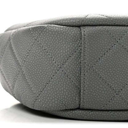 Small Quilted Caviar Handbag - Grey
