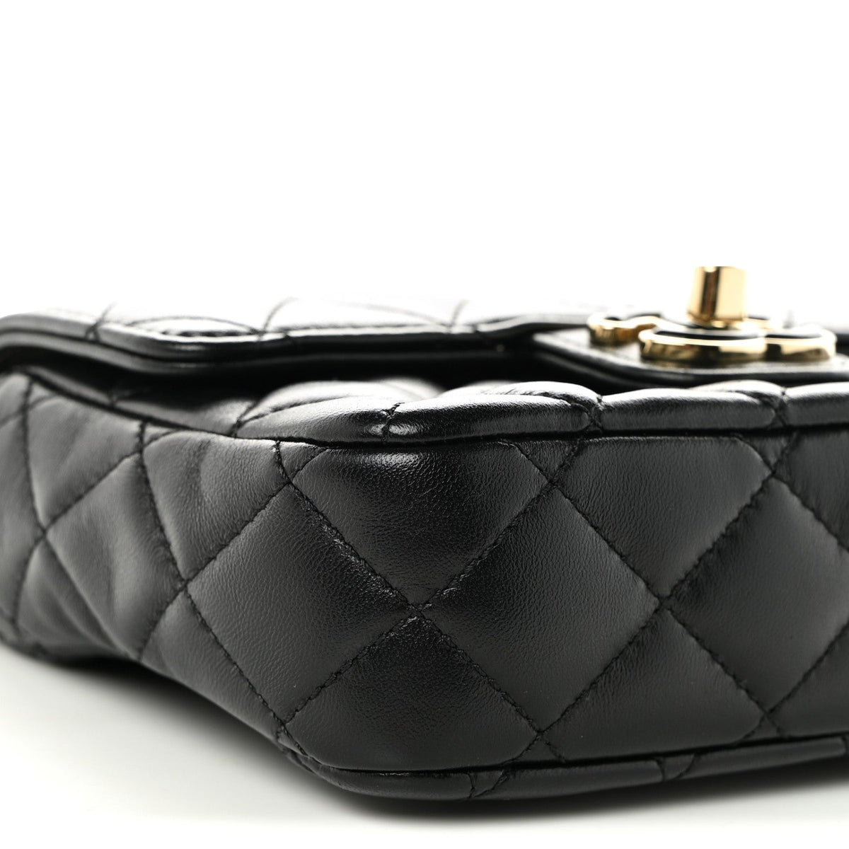 Mini Quilted Lambskin Flap Shoulder Bag - Black
