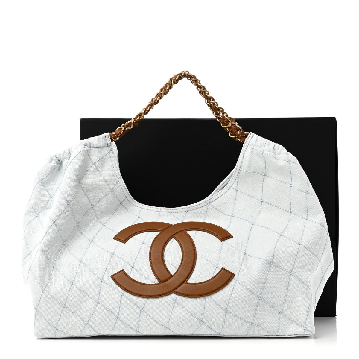 Small Quilted Calfskin Tote Bag - Light Blue
