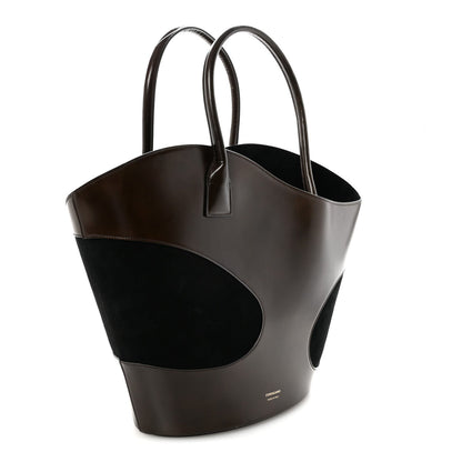 Large Calfskin Suede Tote Bag - Brown