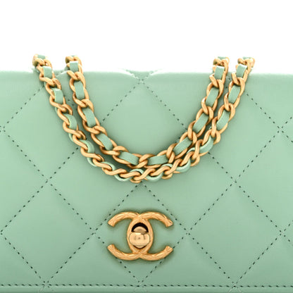 Quilted Lambskin Wallet Bag - Green