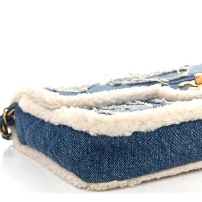 Shearling Flap Shoulder Bag - Blue