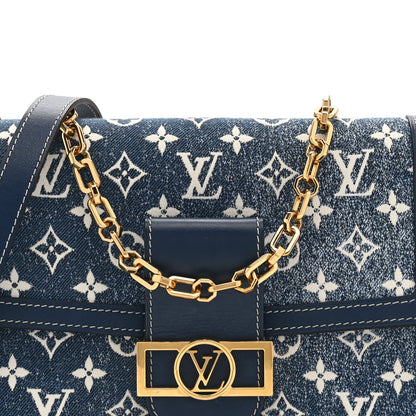 Denim Monogram Jacquard Dauphine Mm Bleu Handbag