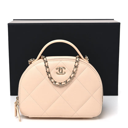 Quilted Calfskin Clutch Bag - Beige