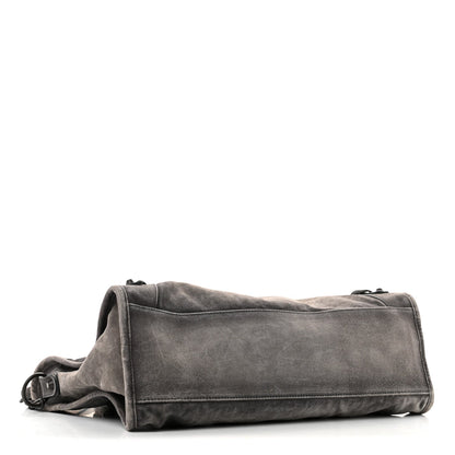 Medium Calfskin Suede Handbag - Grey