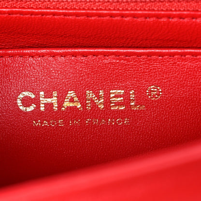 Mini Quilted Lambskin Flap Shoulder Bag - Red