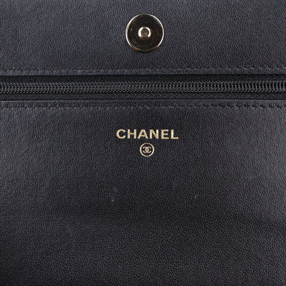 Quilted Lambskin Wallet Bag - Black