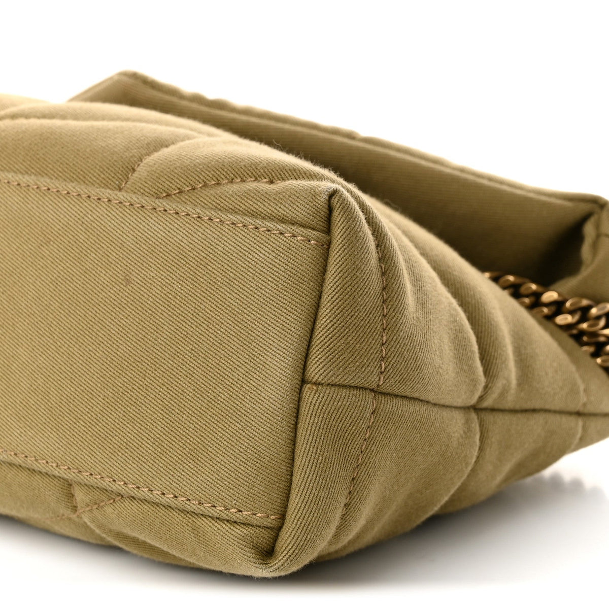 Quilted Canvas Satchel Bag - Green