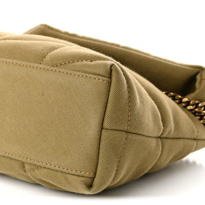 Quilted Canvas Satchel Bag - Green