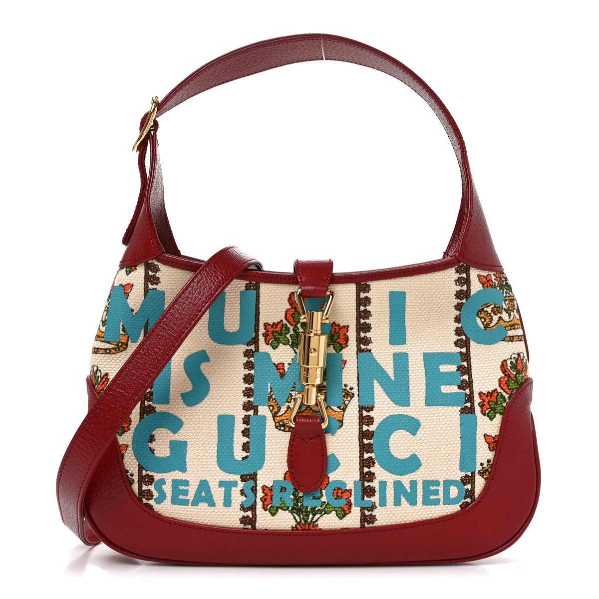 Small Calfskin Canvas Hobo Bag - Red