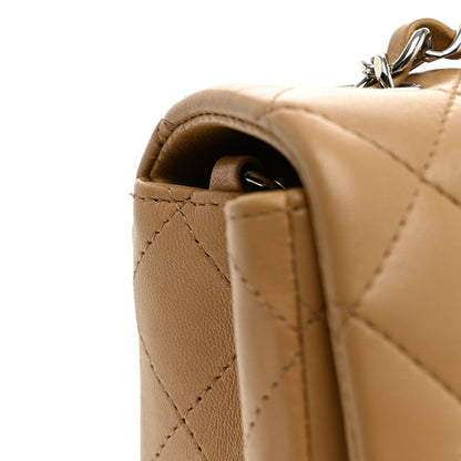 Mini Quilted Lambskin Flap Shoulder Bag - Tan