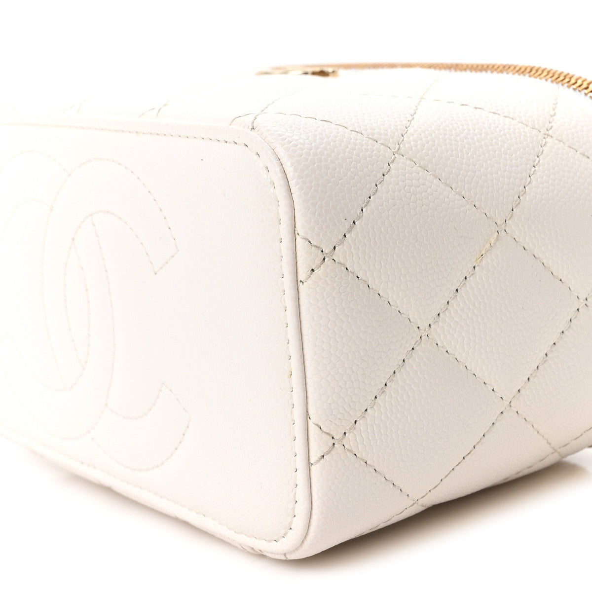 Quilted Caviar Handbag - White