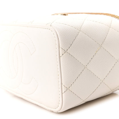 Quilted Caviar Handbag - White