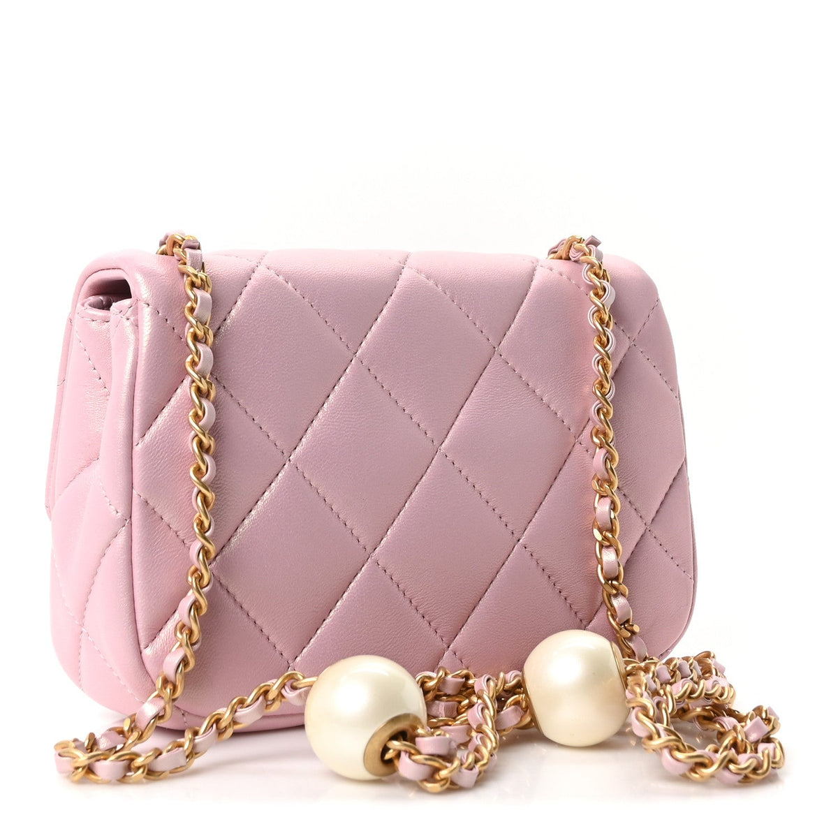 Mini Quilted Lambskin Flap Shoulder Bag - Pink