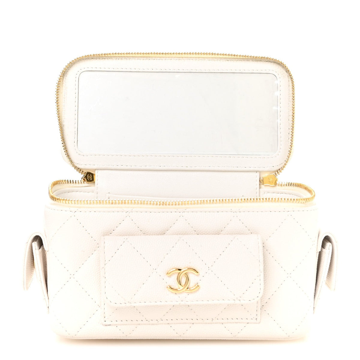 Quilted Caviar Handbag - White