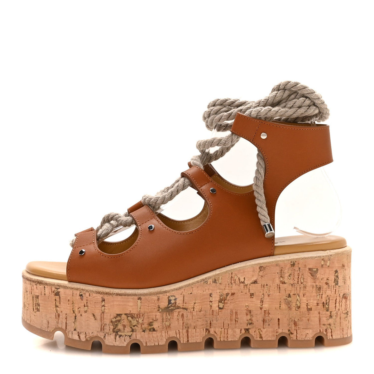 Calfskin Cork Medusa Sandals Naturel