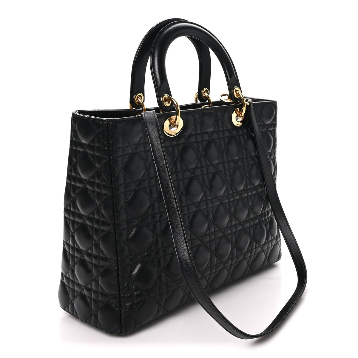 Large Lambskin Handbag - Black
