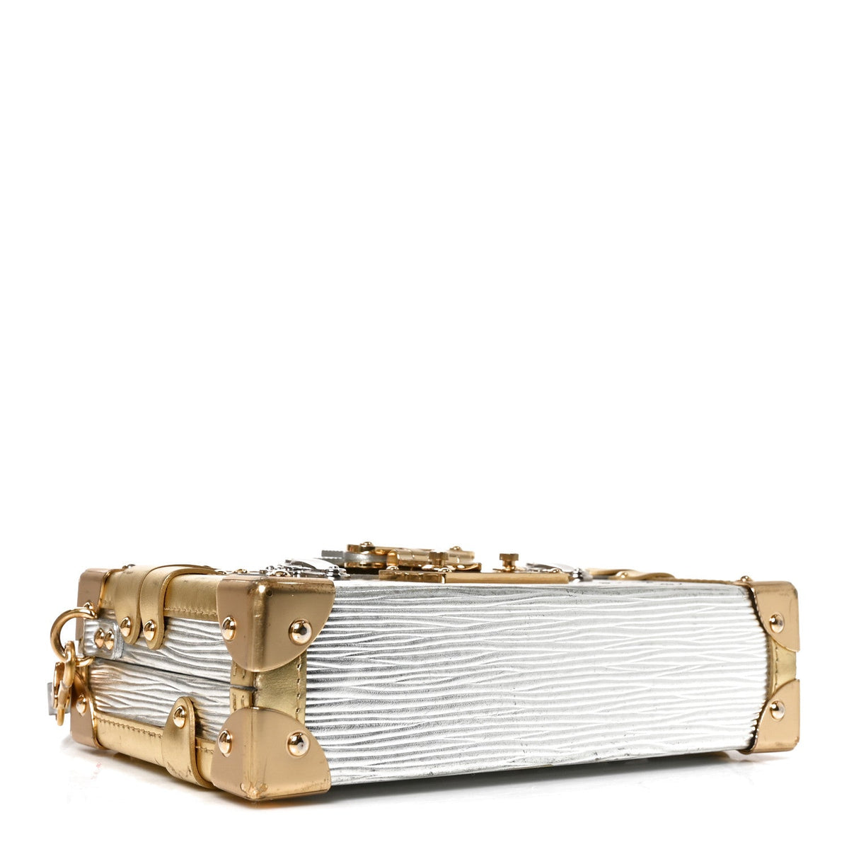Metallic Epi Petite Malle Silver Handbag