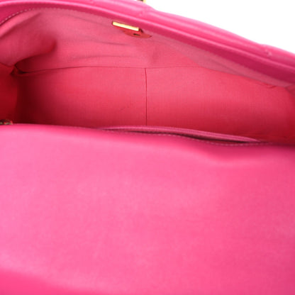 Medium Quilted Lambskin Flap Shoulder Bag - Pink
