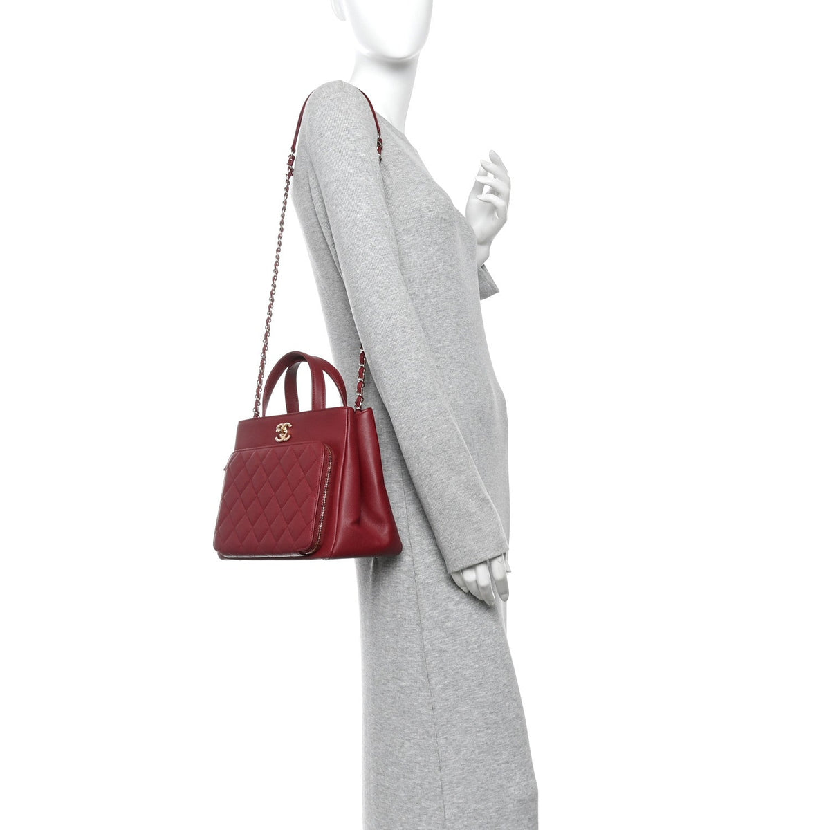 Small Quilted Caviar Handbag - Red
