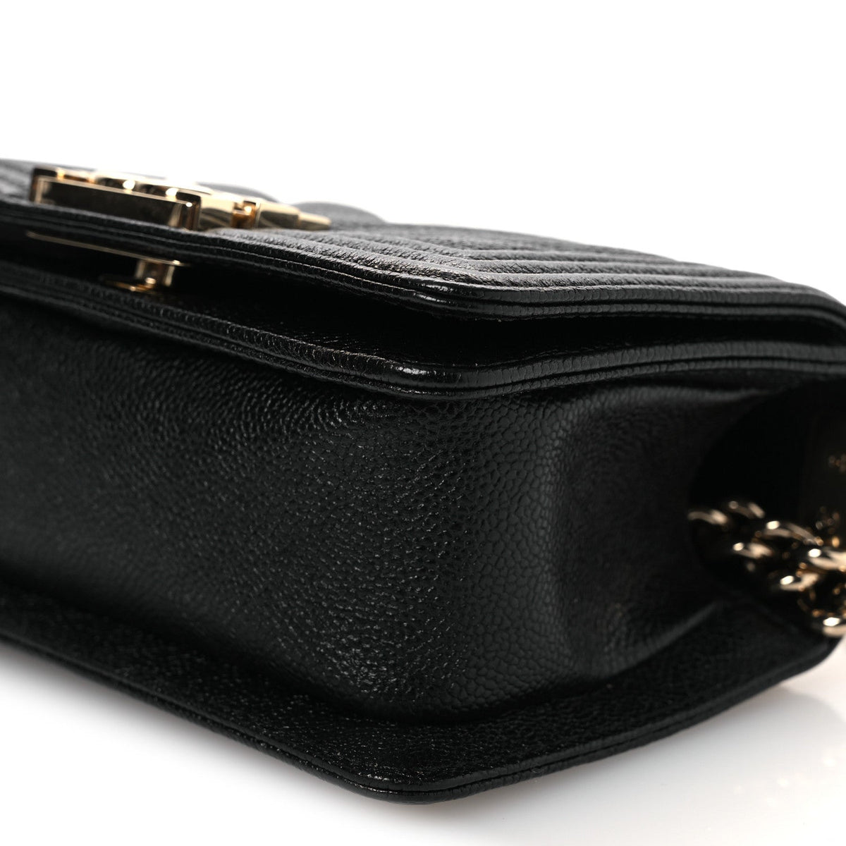 Mini Quilted Caviar Flap Shoulder Bag - Black