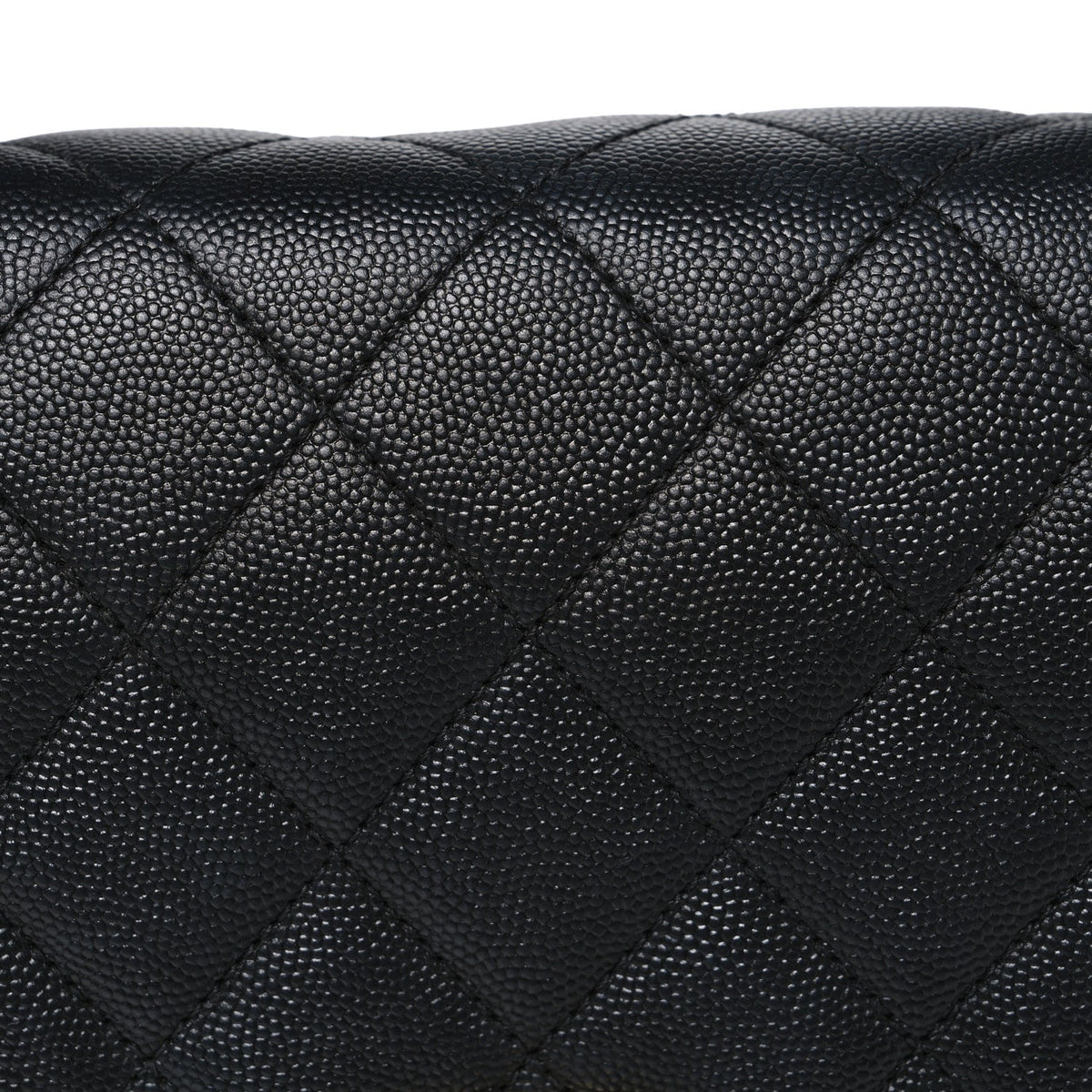 Large Quilted Caviar Flap Shoulder Bag - Black