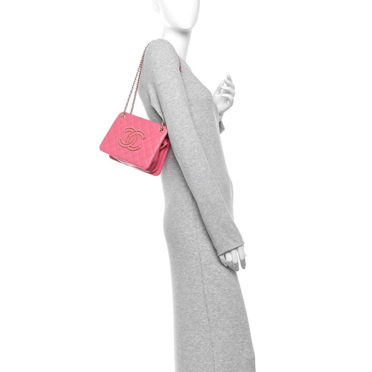 Small Quilted Calfskin Tote Bag - Pink