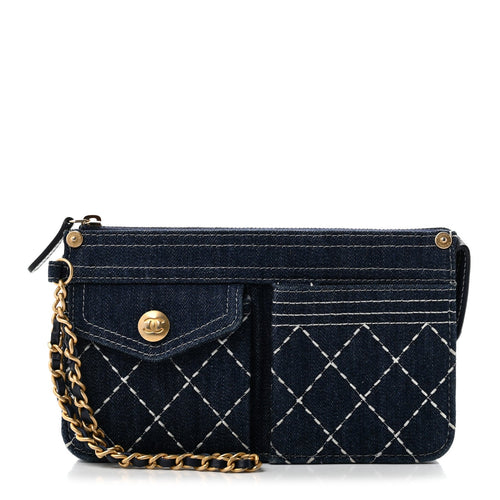 Quilted Clutch Bag - Blue