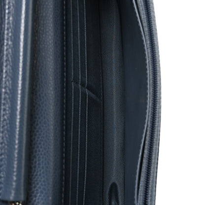 Quilted Caviar Wallet Bag - Blue