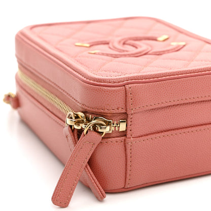Quilted Caviar Handbag - Pink
