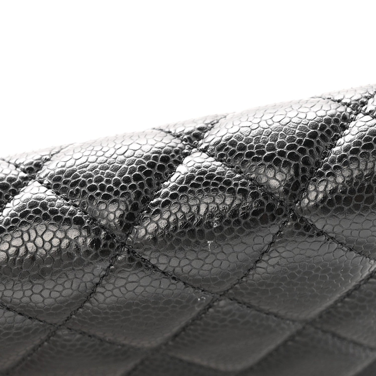 Quilted Caviar Wallet Bag - Black