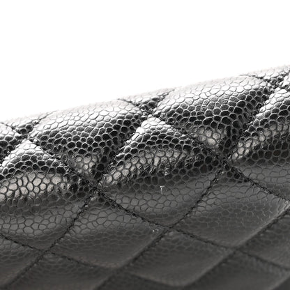Quilted Caviar Wallet Bag - Black