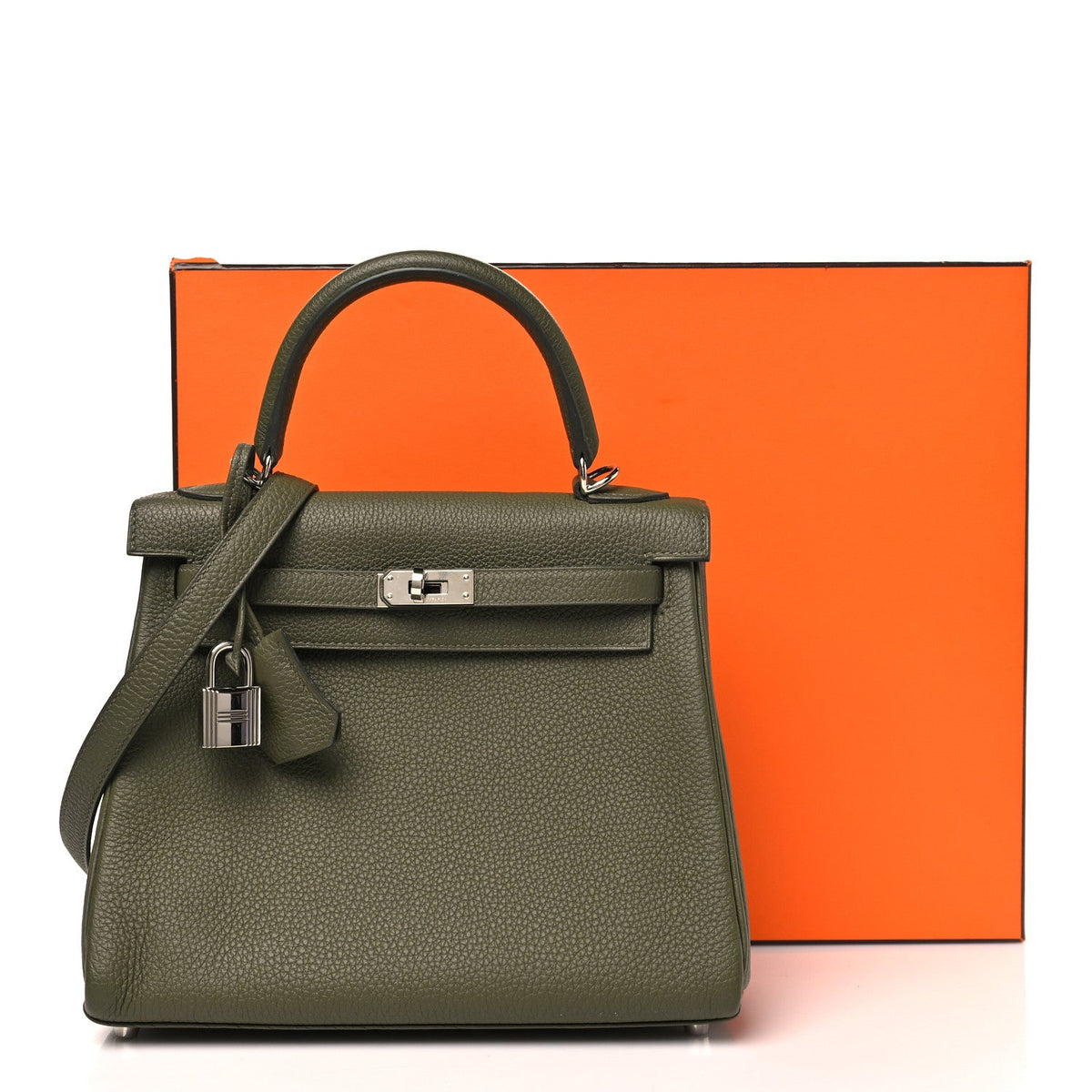 Togo Kelly Retourne 25 Vert Veronesse Handbag