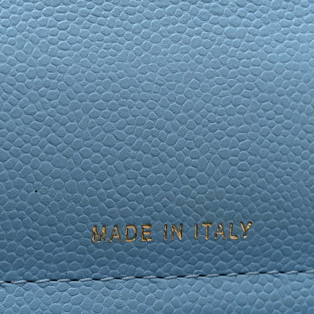 Quilted Caviar Flap Shoulder Bag - Light Blue