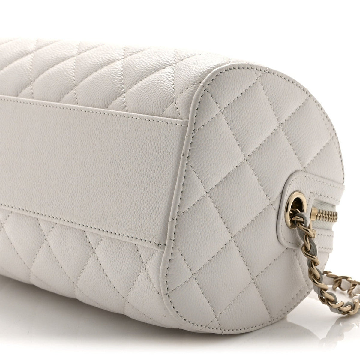 Quilted Caviar Clutch Bag - White