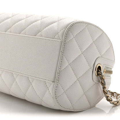 Quilted Caviar Clutch Bag - White