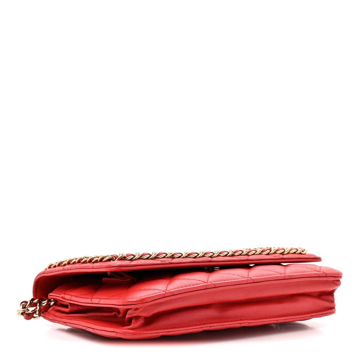Quilted Lambskin Wallet Bag - Red